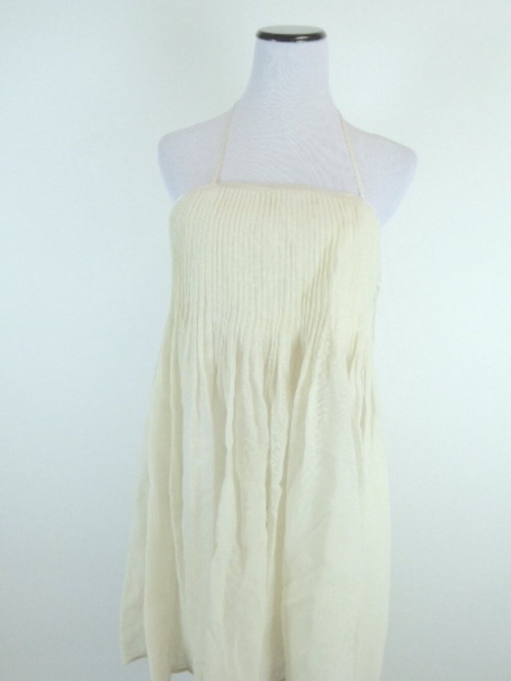 NWT Alice & Olivia cream silk bustier dress S pleated neck tie